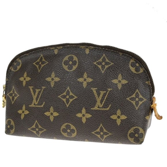 LOUIS VUITTON Pochette Cosmetic Pouch Bag Monogram Leather Brown - Picture 16 of 16